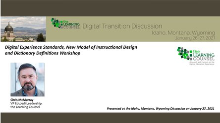  ID, MT, WY: Digital Experience Standards, New Model of Instructional Design and Dictionary Definitions Workshop 