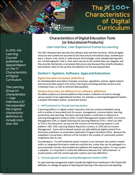 Categories of Digital Curriculum Characteristics